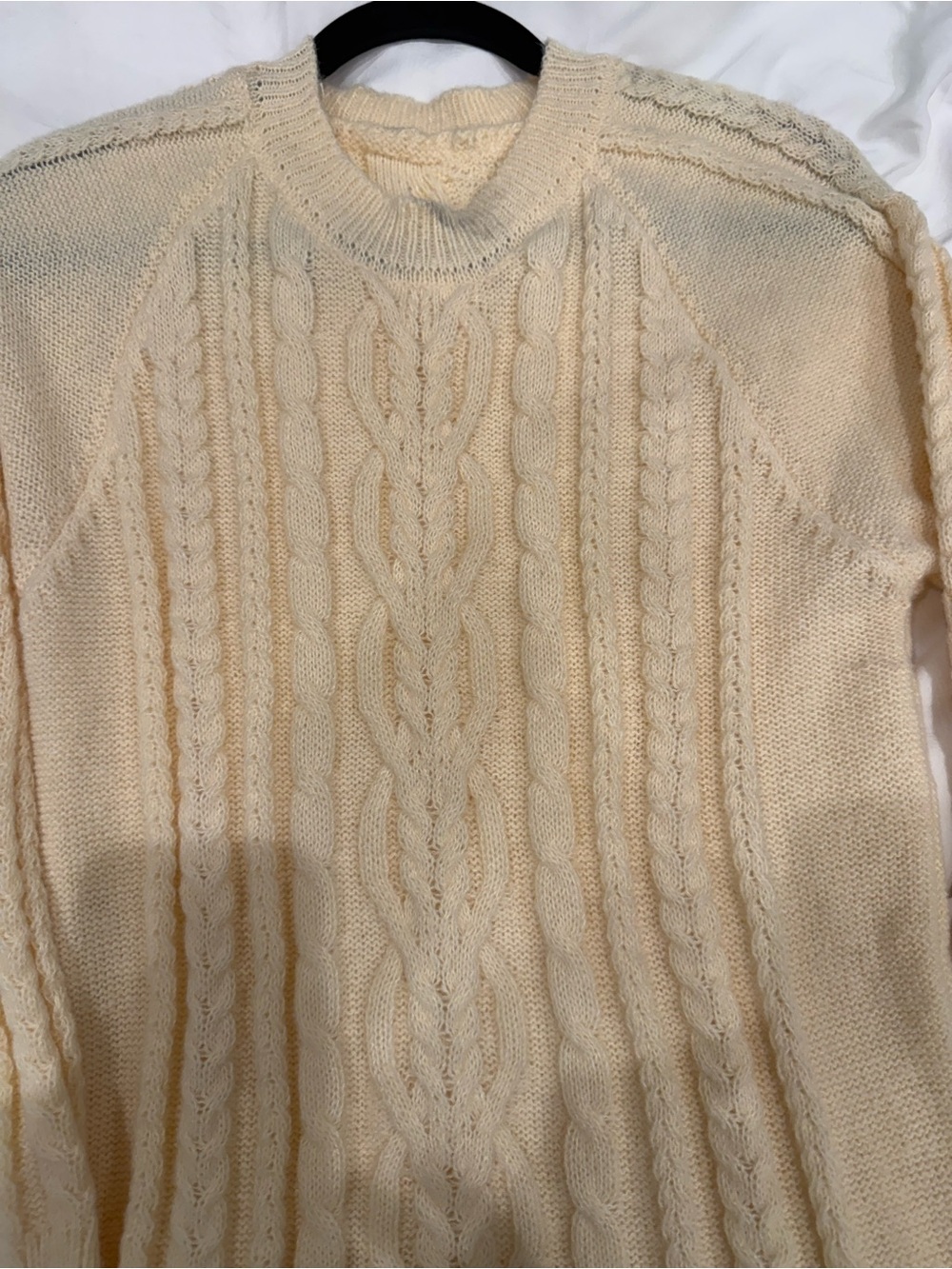 Cream Cable Knit Long Sleeve Dress - Picture 3 of 6
